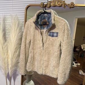Pendleton Sherpa Teddy Cream Zip-up coat size small very warm!